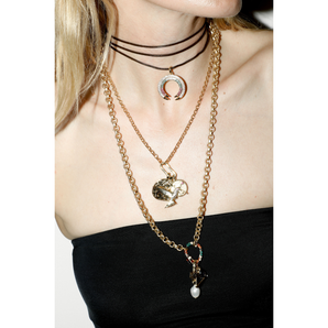 Crescent Leather Wrap Necklace