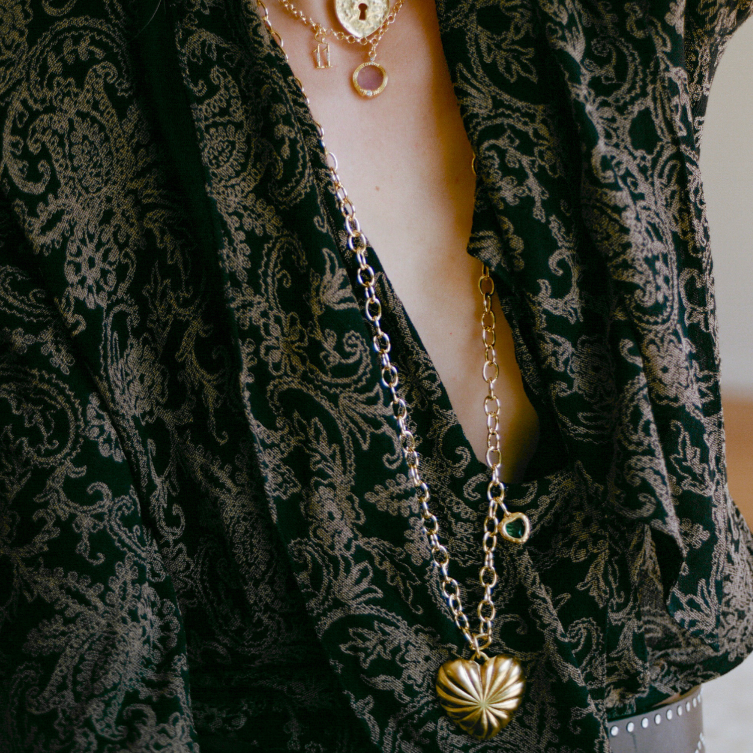 Cherie Convertible Heart Wrap Necklace and Belt Chain