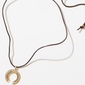 Crescent Leather Wrap Necklace