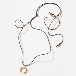 Crescent Leather Wrap Necklace