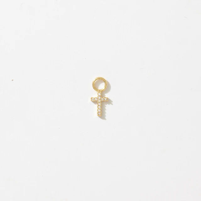 Divina Cross Huggie Hoop Charm