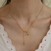 Protection Evil Eye Gold Bead Lariat
