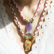 Psarou Gemstone Fish Cord Necklace