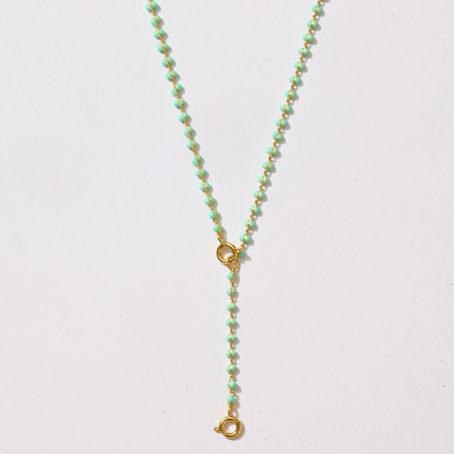 Enamel Strand Drop Chain Charm Necklace