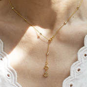 Stella Bezel Strand Drop Chain Charm Necklace