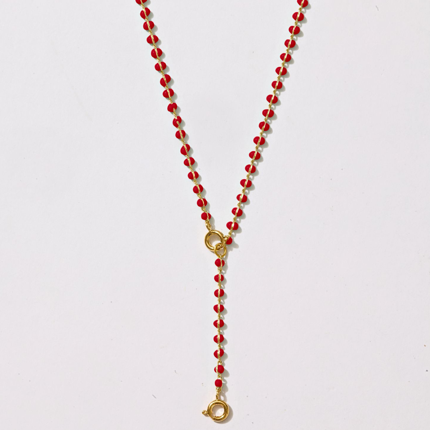 Enamel Strand Drop Chain Charm Necklace