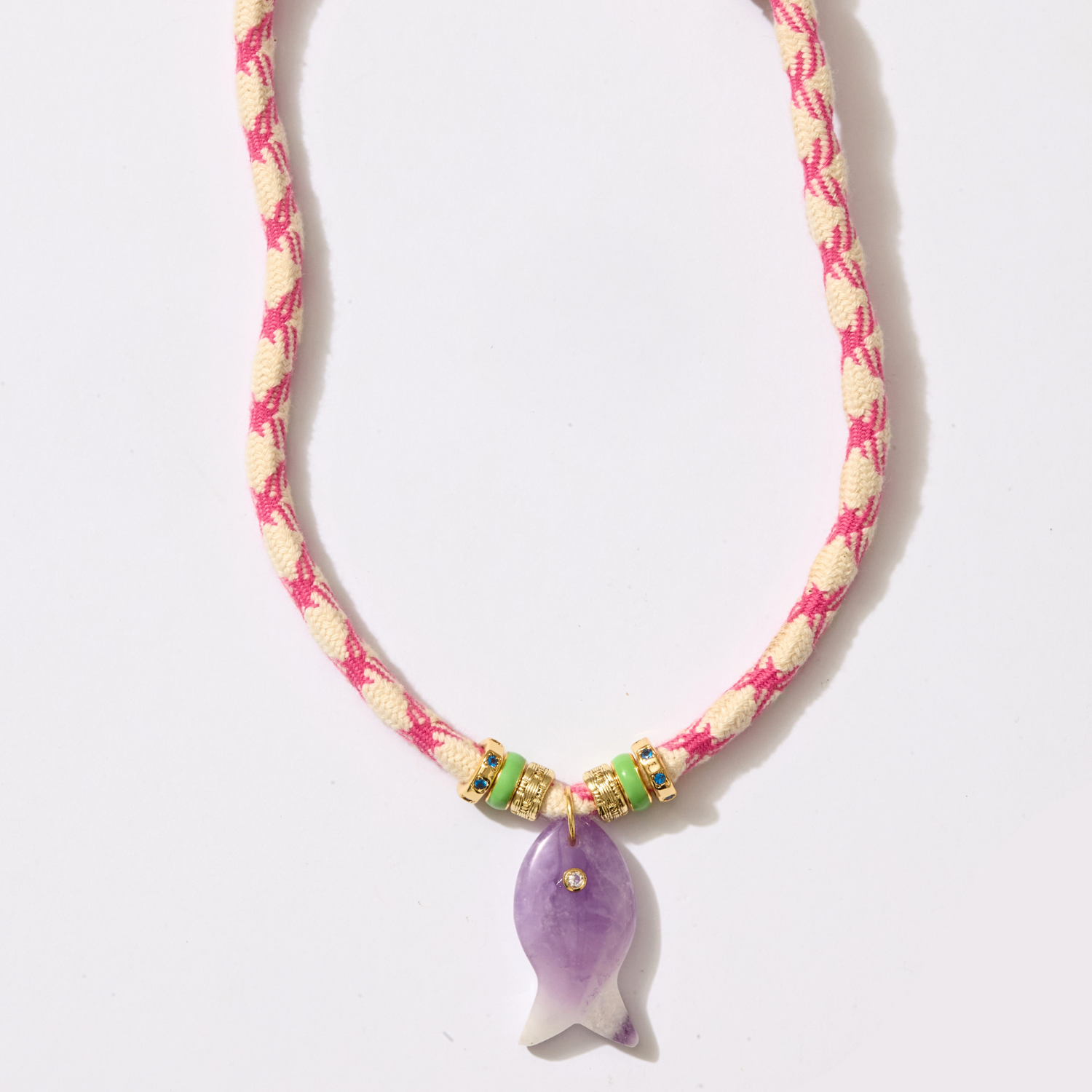 Psarou Gemstone Fish Cord Necklace