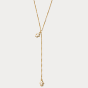 Golden Delphi Cross Pearl Lariat