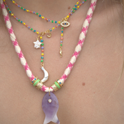 Psarou Gemstone Fish Cord Necklace