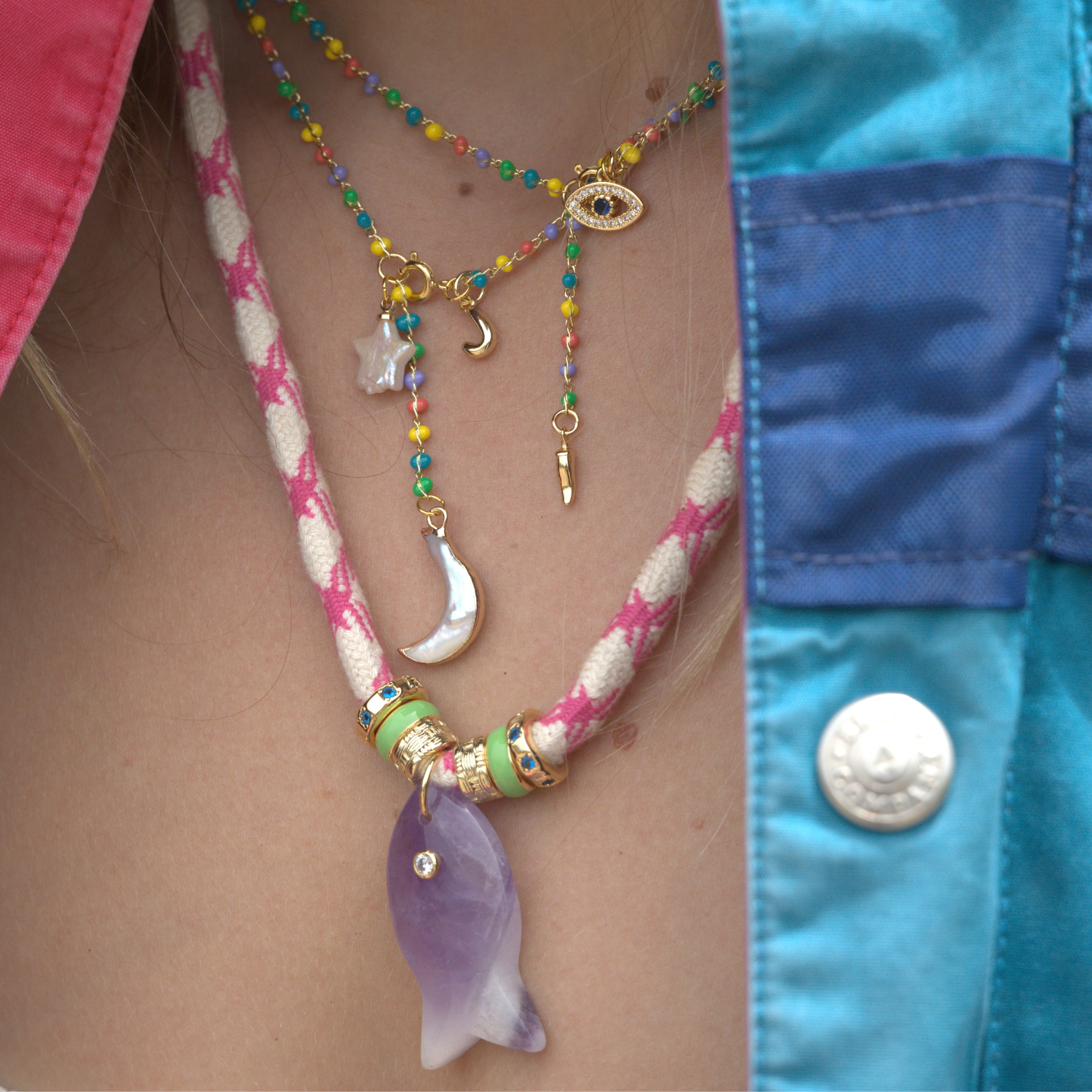 Protection Evil Eye Bead Lariat