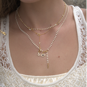 Stella Bezel Strand Drop Chain Charm Necklace