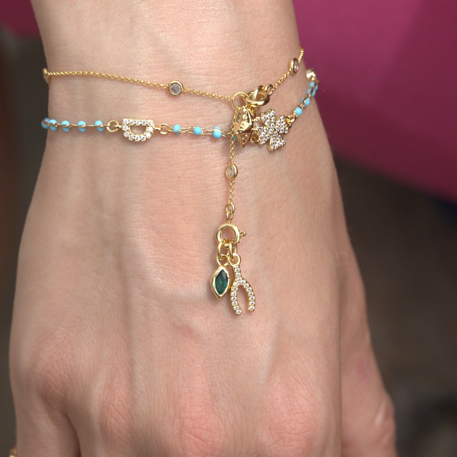 Stella Bezel Drop Charm Bracelet