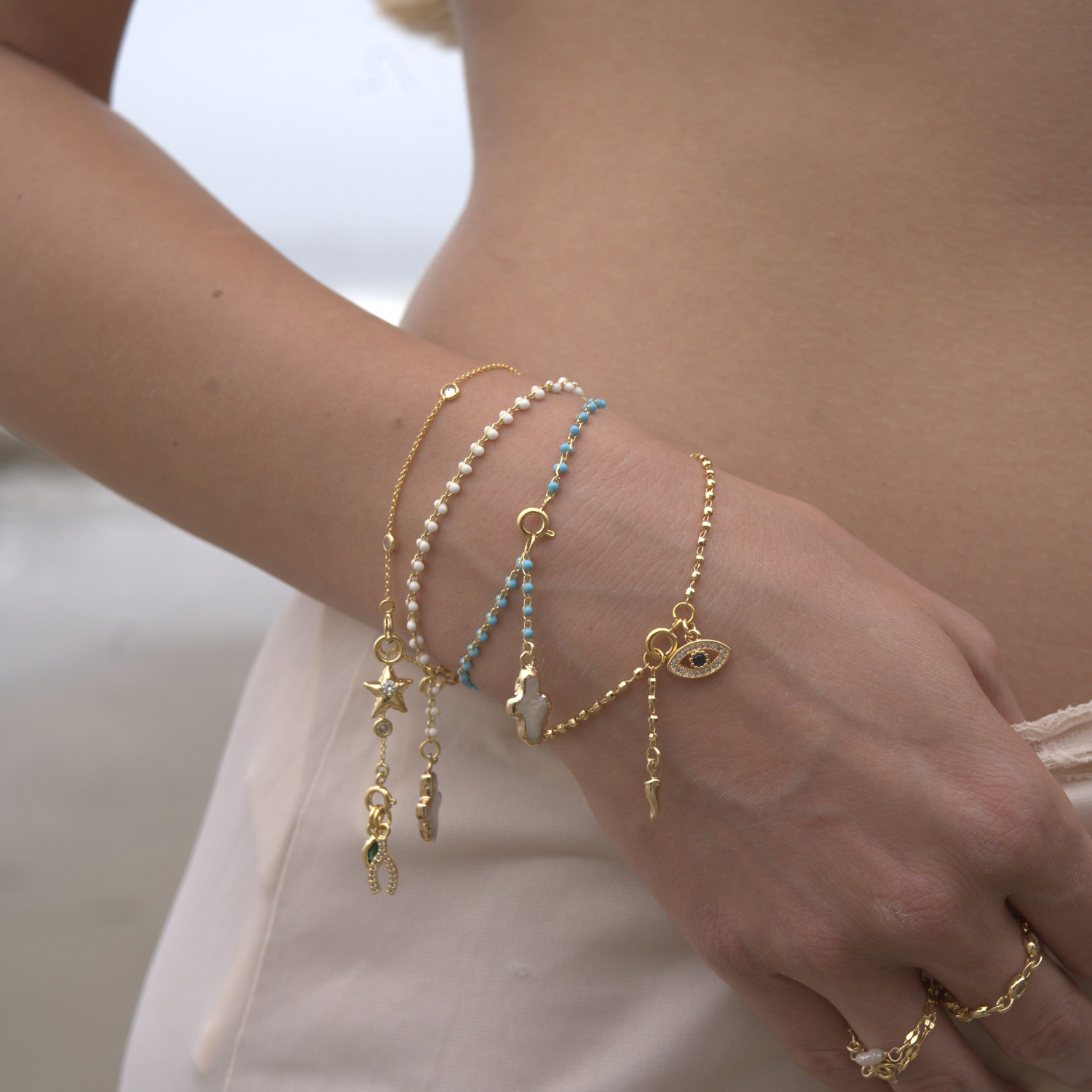 Delphi Freshwater Pearl Cross Bracelet