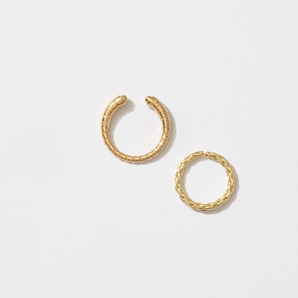Byzantine Etched Rope Duo Ring Set (Midi + Classic)