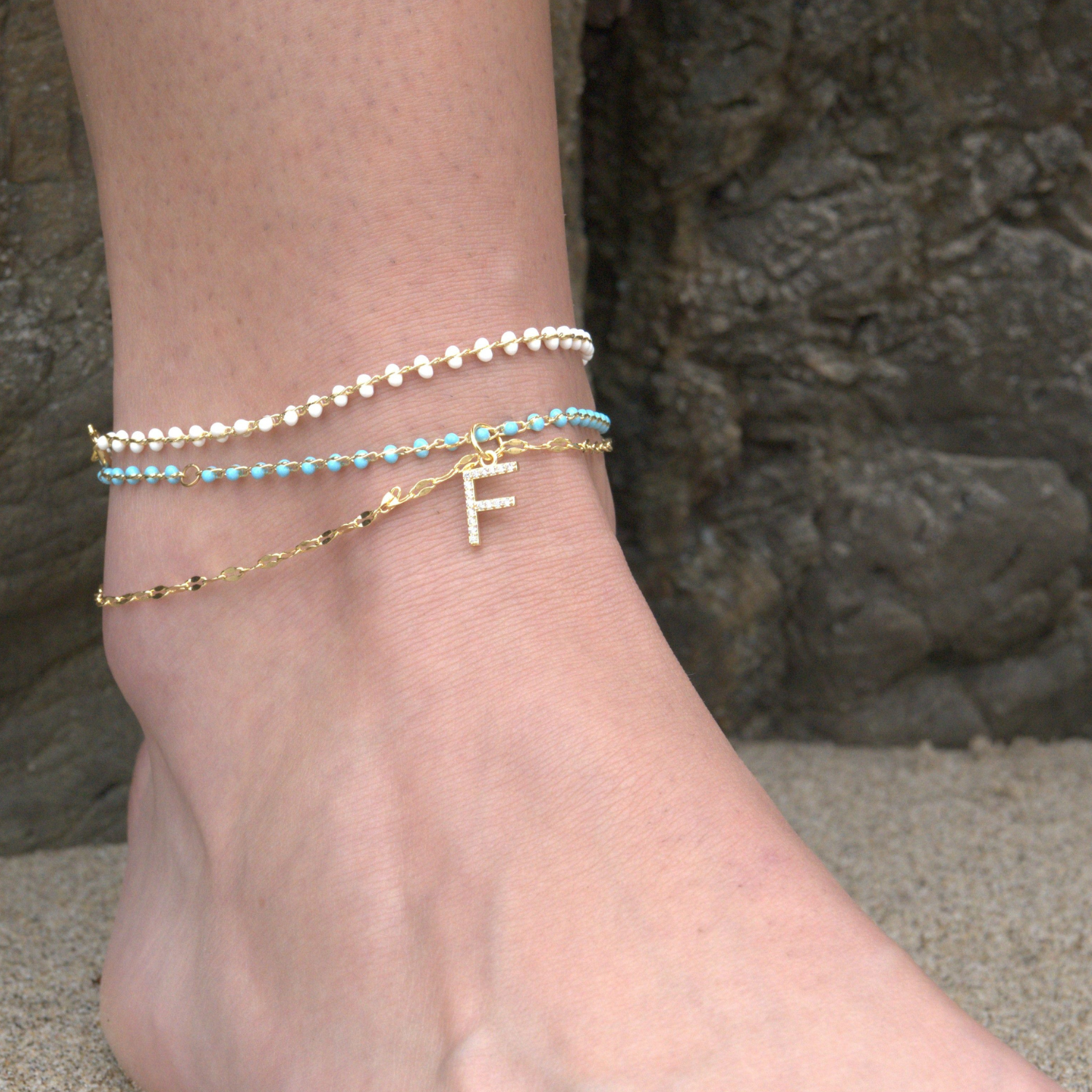 Meli Enamel Bead Anklet