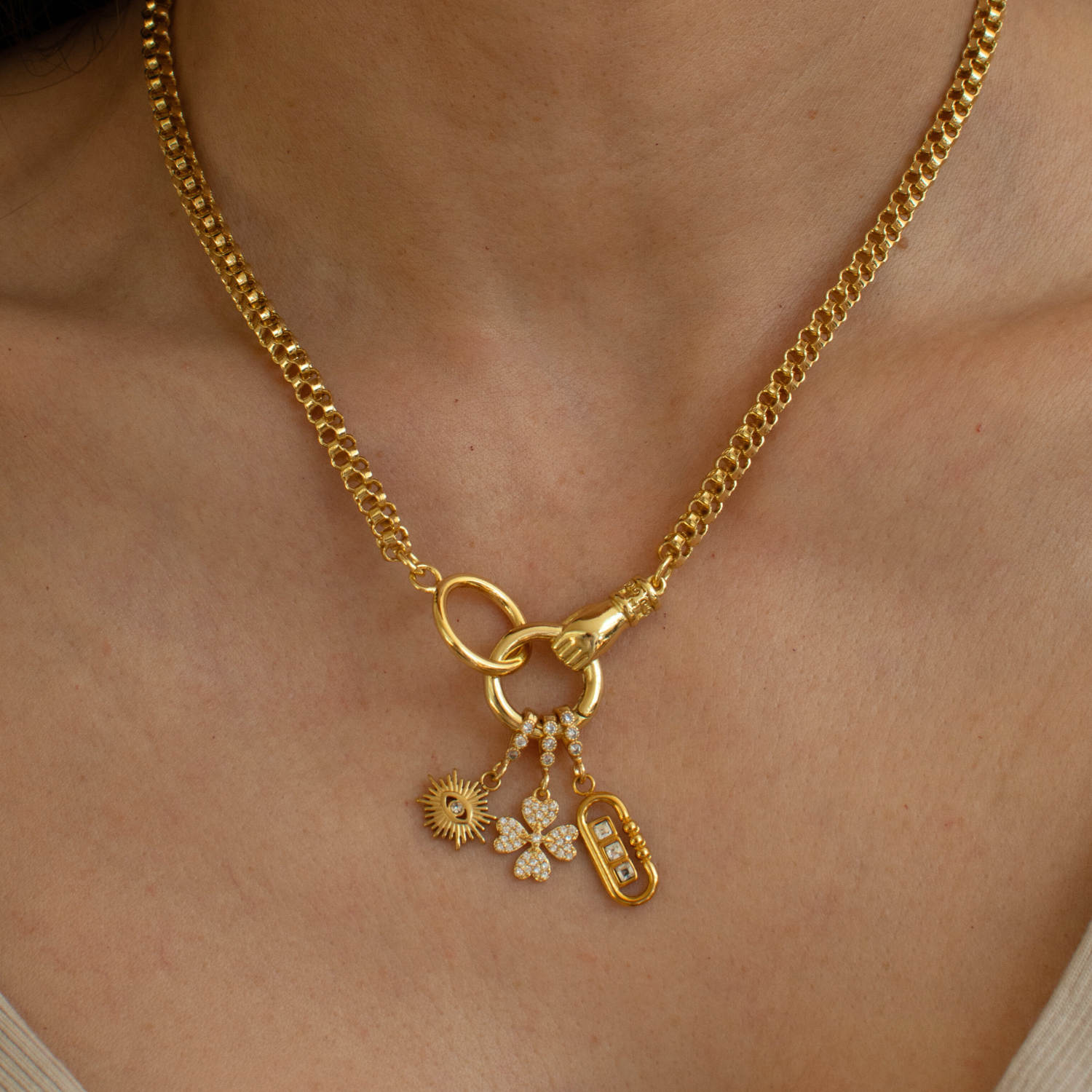 Pave Quatrefoil Clover Charm
