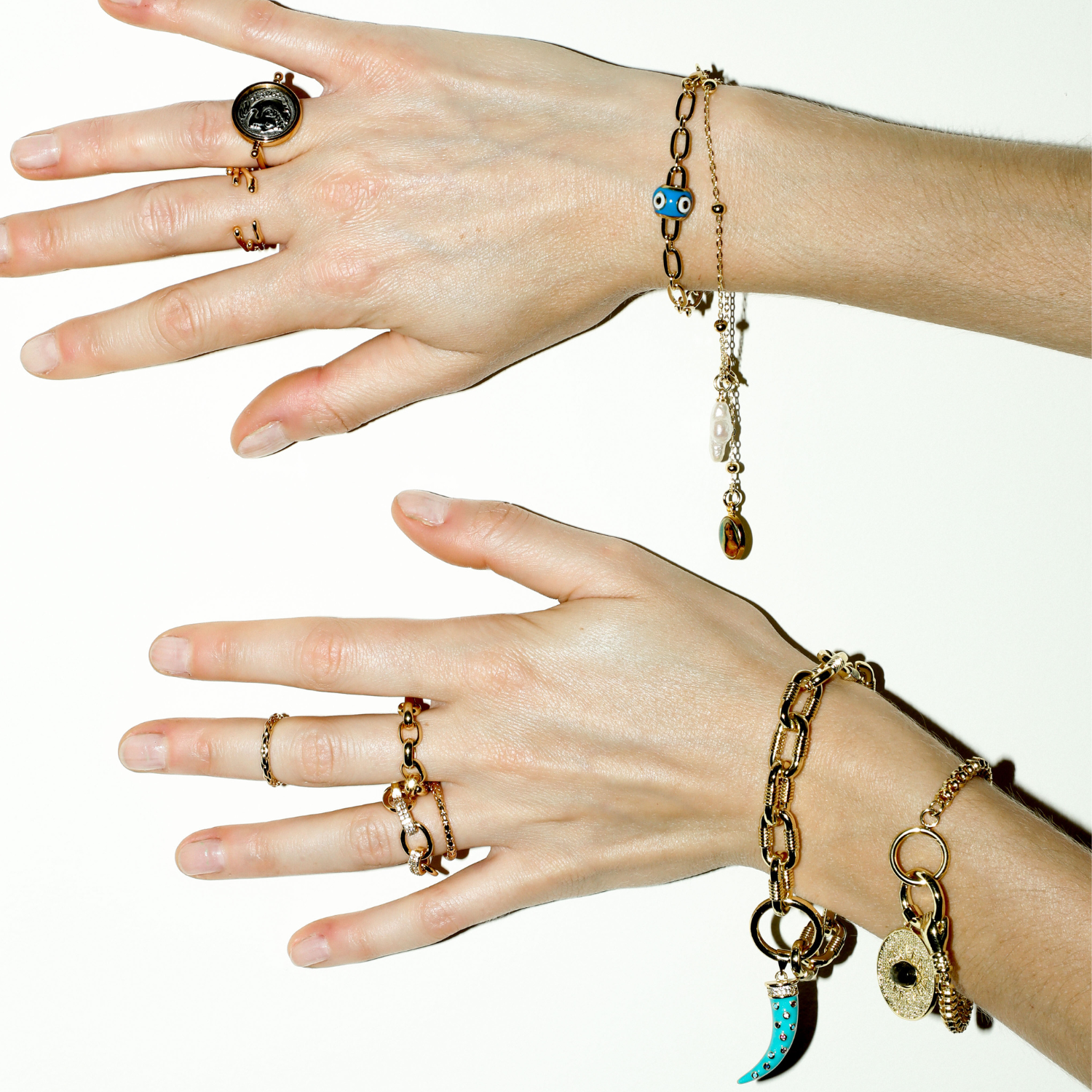 Madonna Pearl Cross Bead Bracelet