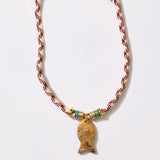 Psarou Gemstone Fish Cord Necklace