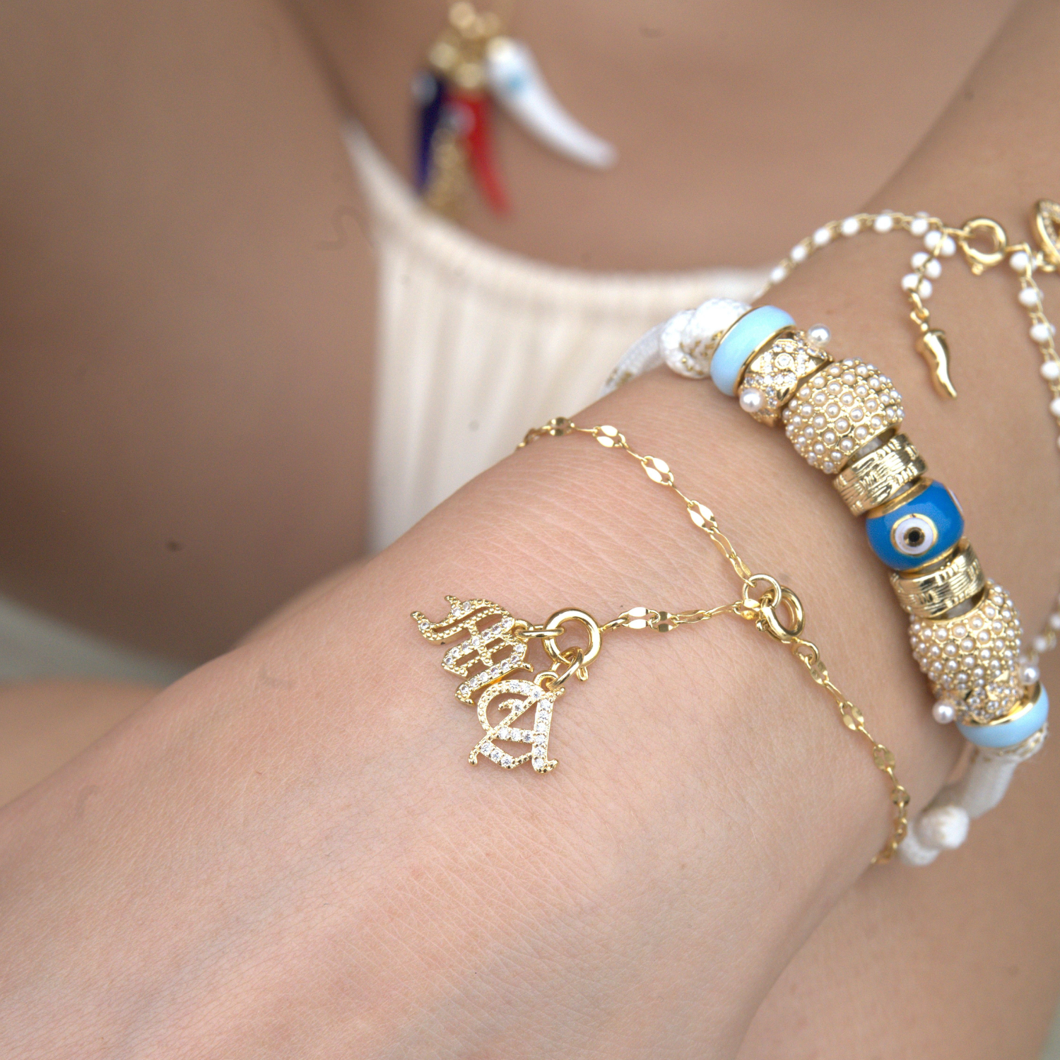 Gemma Mirror Drop Chain Charm Bracelet