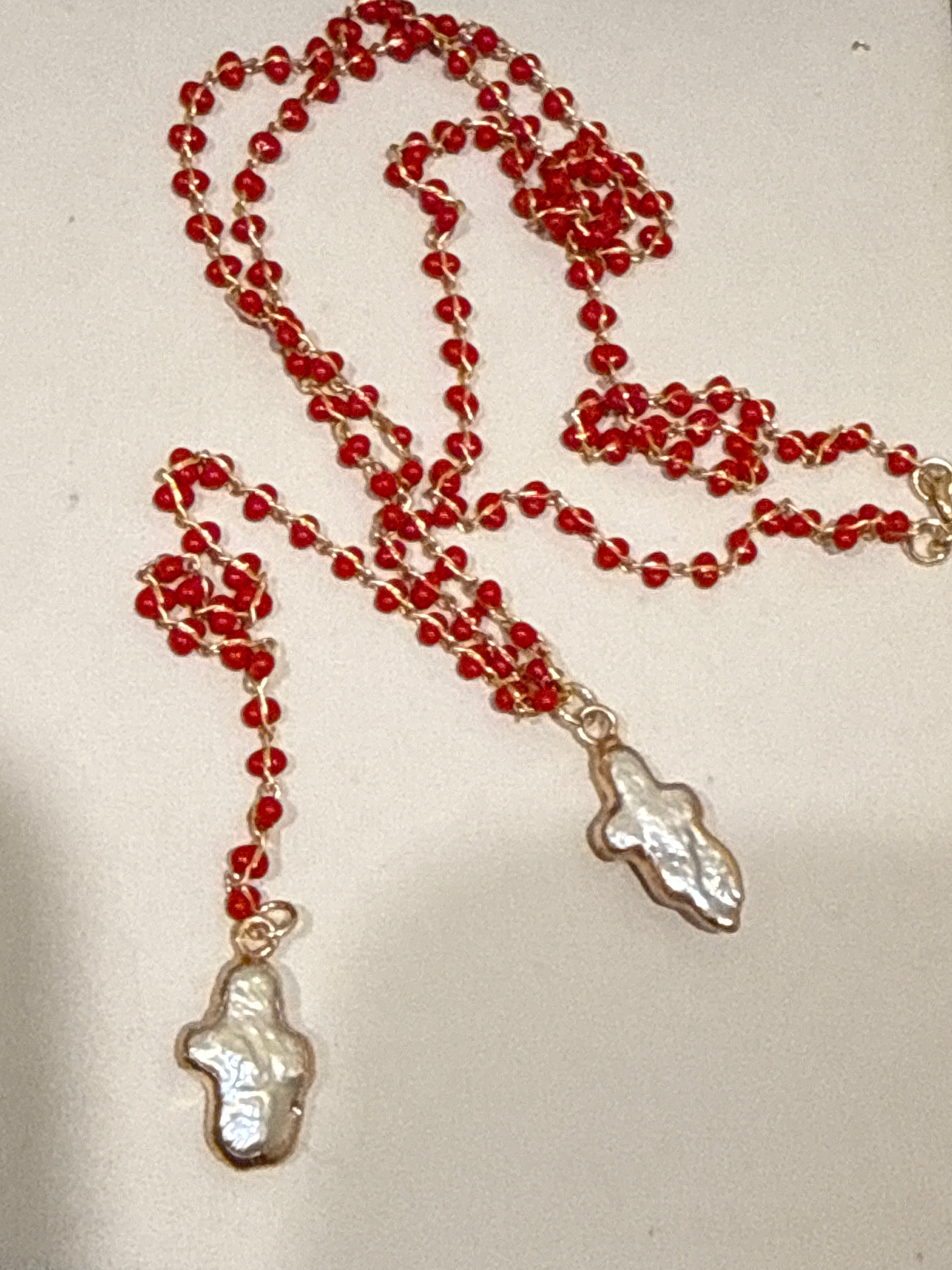 Delphi Cross Pearl Lariat