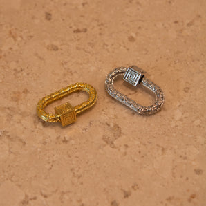 Greek Key Twist Lock Carabiner Charm