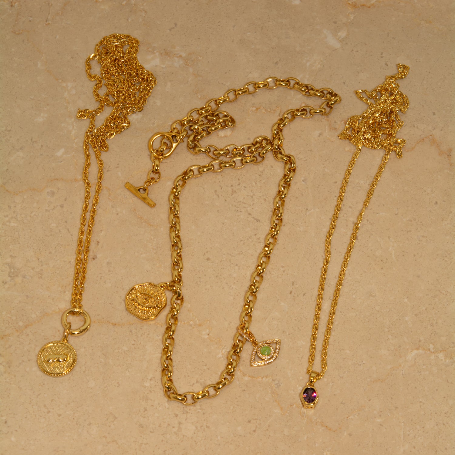 Double Vision Evil Eyes Charm Chain