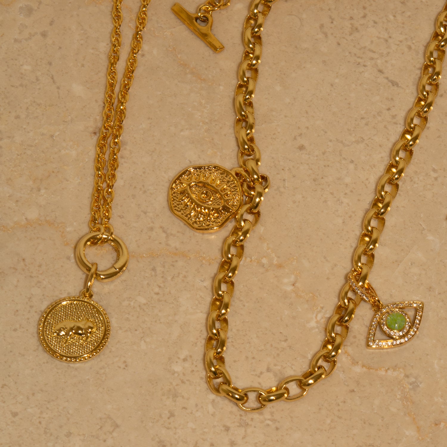 Double Vision Evil Eyes Charm Chain