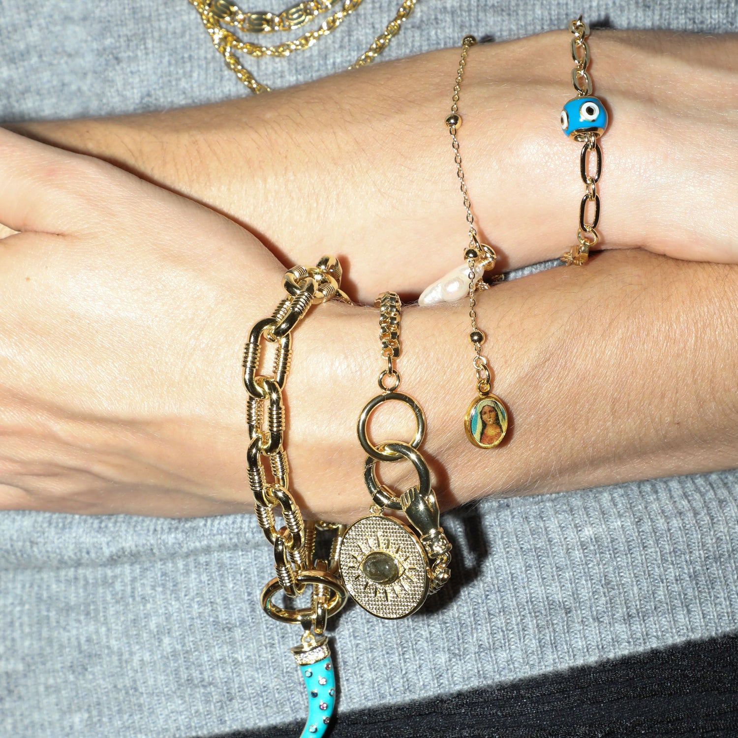 Evil Eye Bead Chain Bracelet