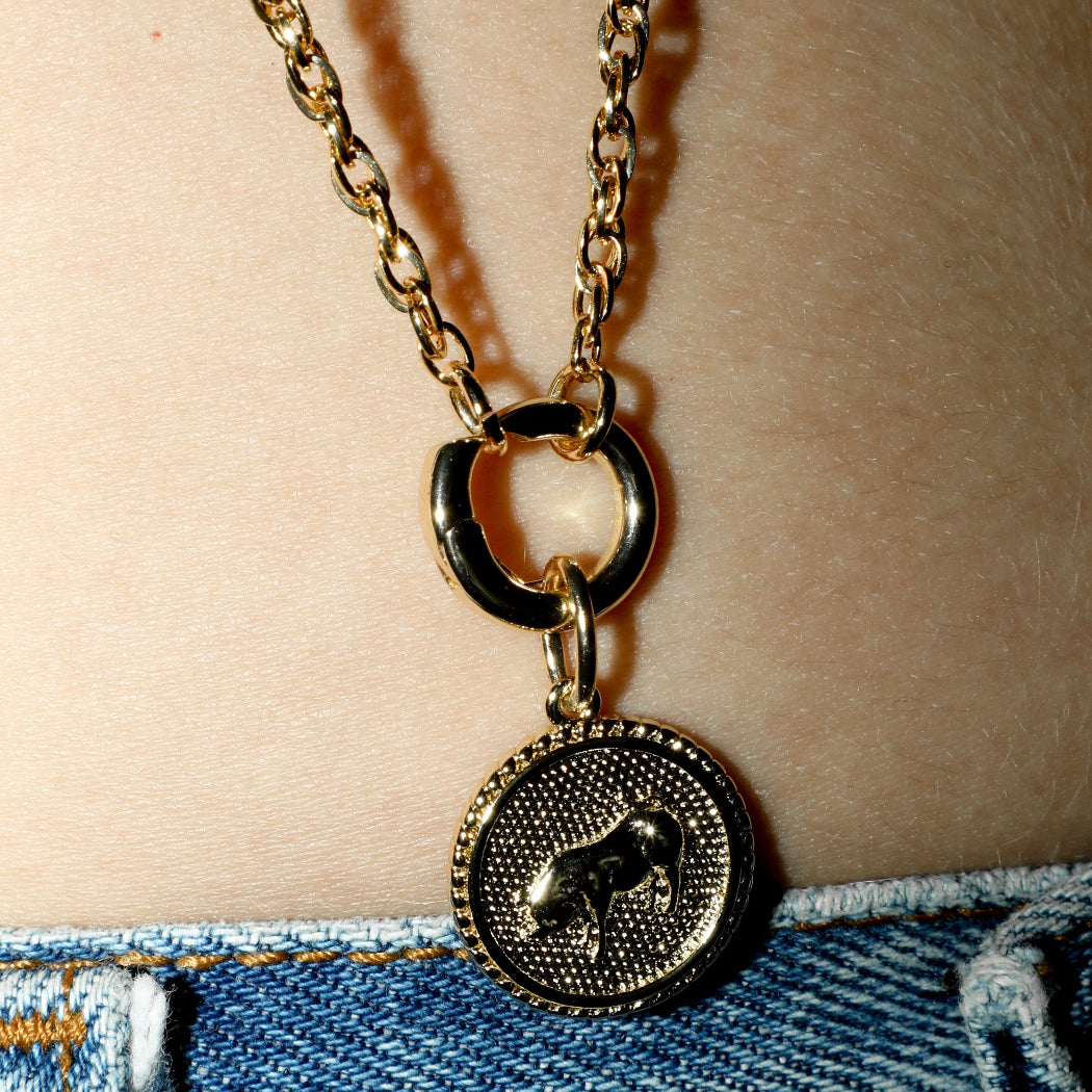 Lunar Long Chain Medallion Necklace