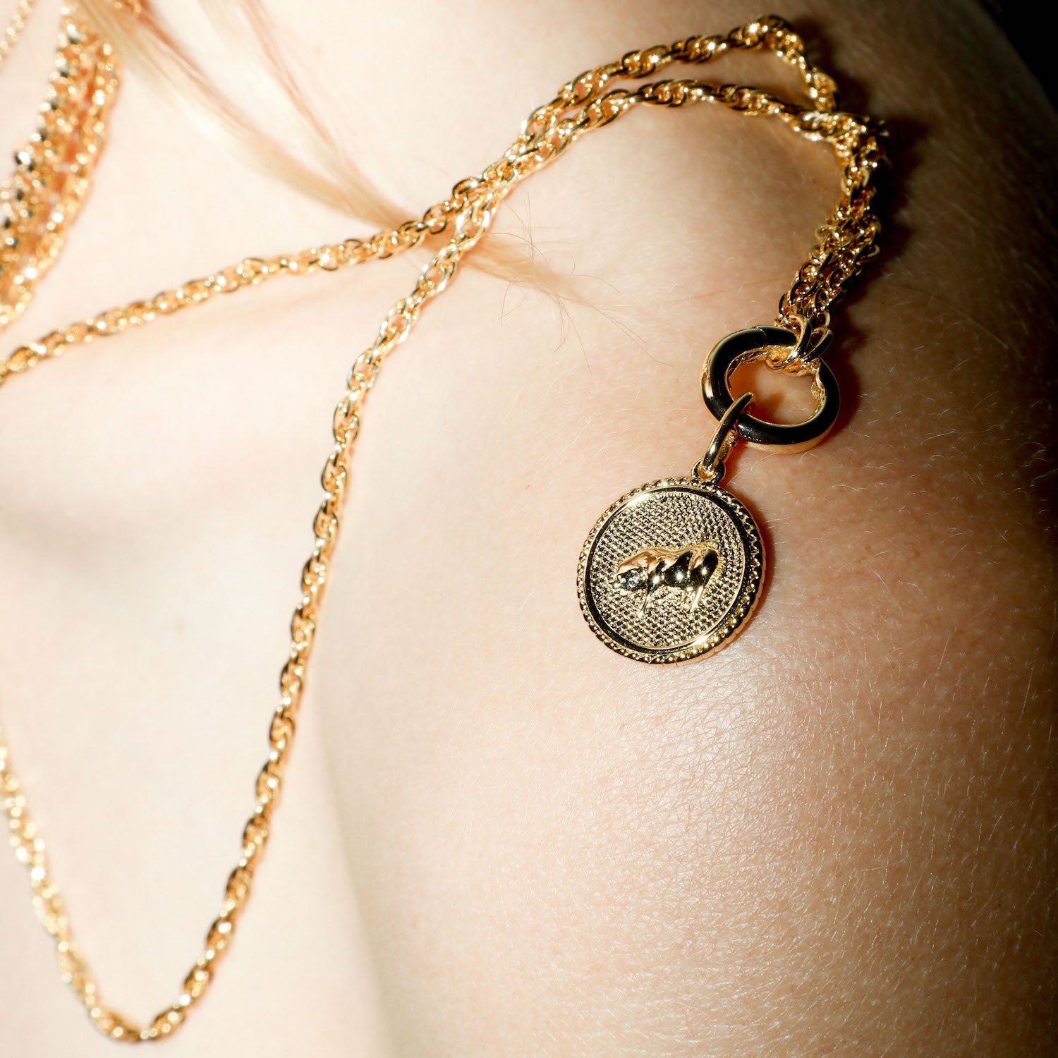 Lunar Long Chain Medallion Necklace
