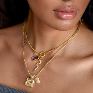 Curved Box Charm Chain