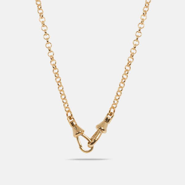 Double Lock Rolo Charm Chain Necklace