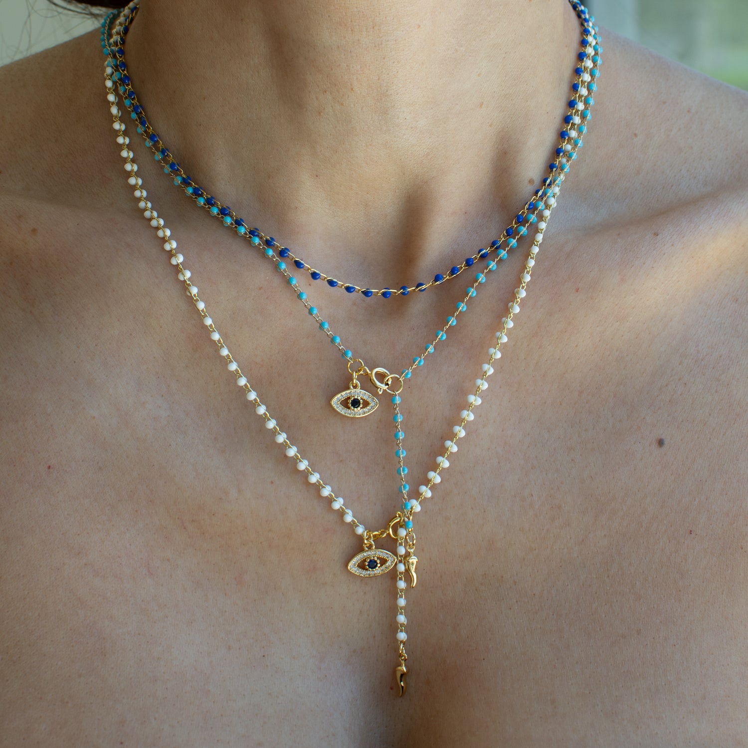 Protection Evil Eye Bead Lariat
