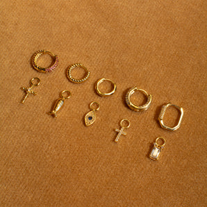 Byzantine Emerald Cut Huggie Hoop Charm