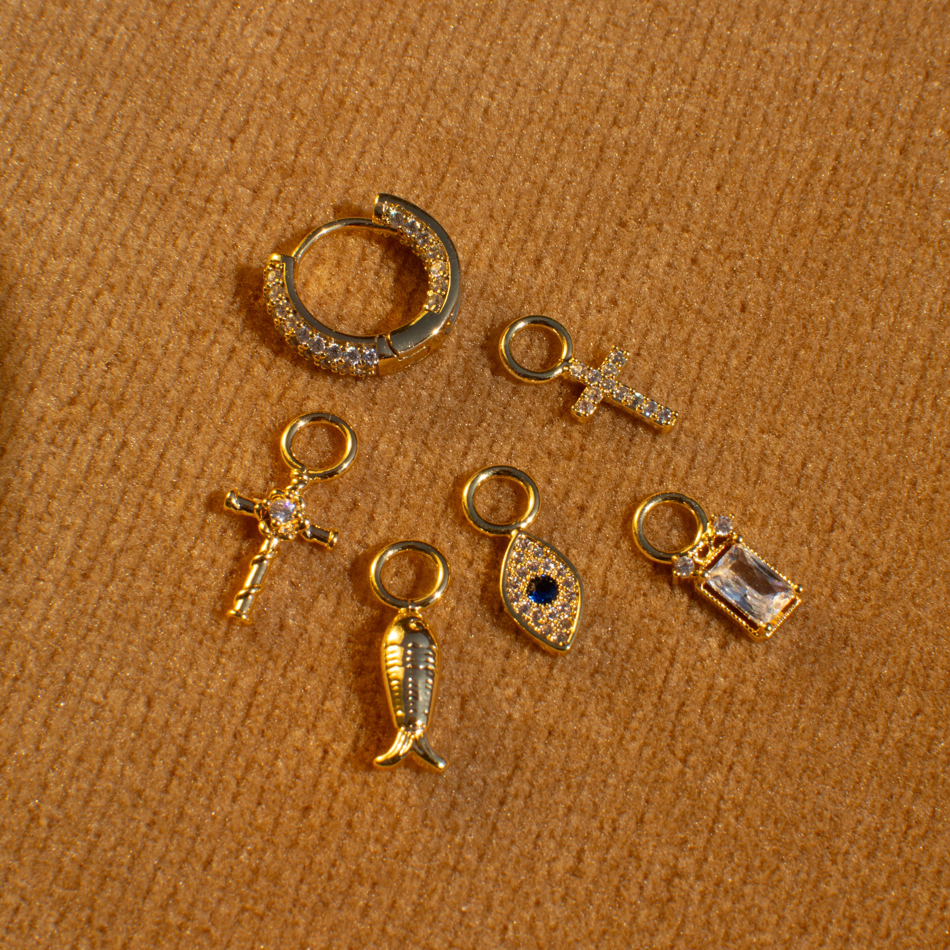 Fortune Fish Huggie Hoop Charm