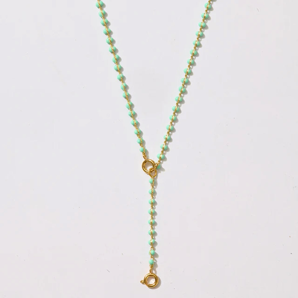 Enamel Strand Drop Chain Charm Necklace
