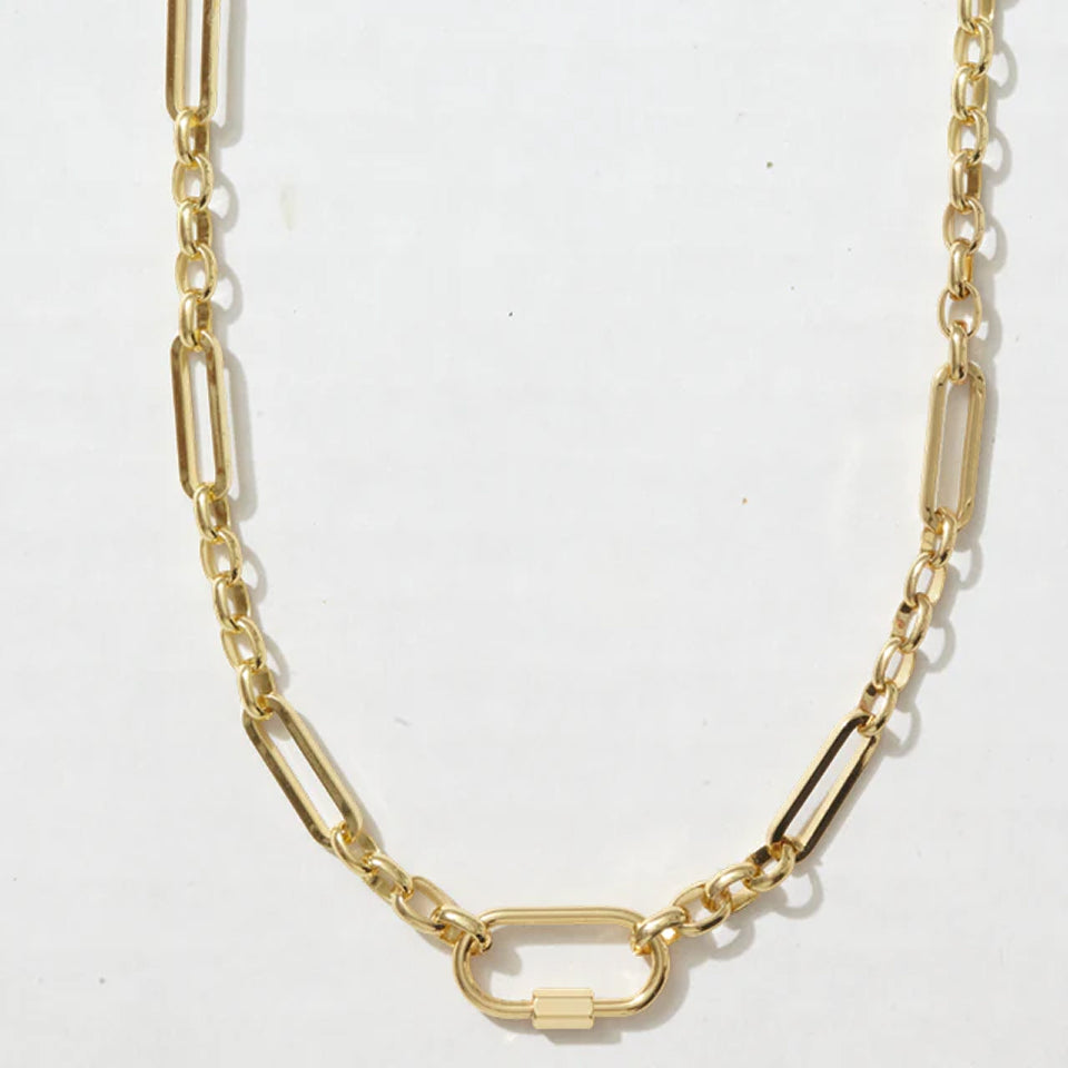 Flat Link Charm Chain Necklace