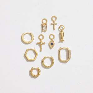 Byzantine Emerald Cut Huggie Hoop Charm