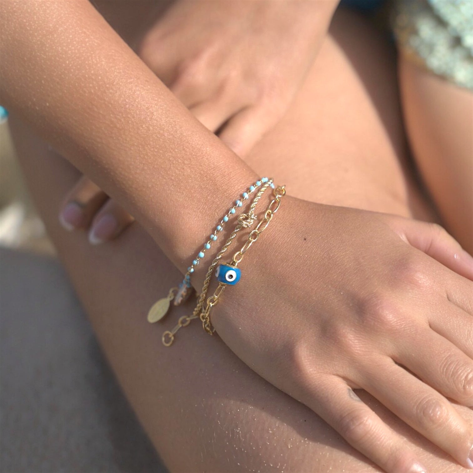 Evil Eye Bead Chain Bracelet - Main Image