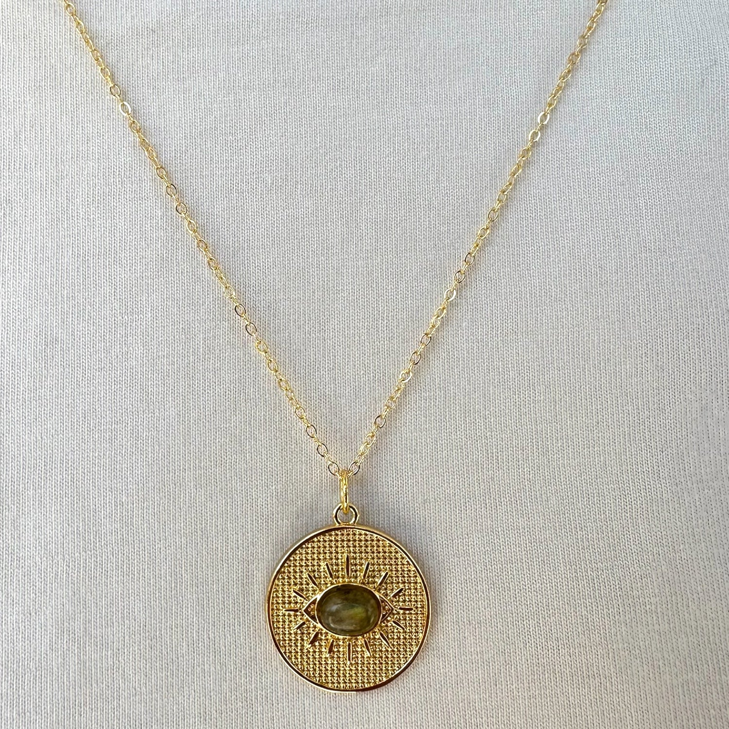 Protection Labradorite Evil Eye Medallion