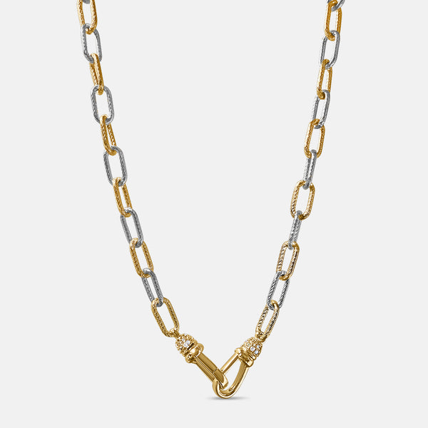 Two Tone Heirloom Pave Swivel Charm Chain