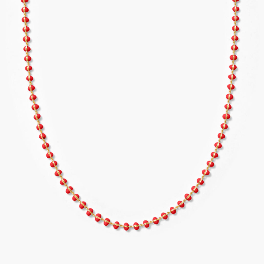 Red Enamel Ball Strand Necklace