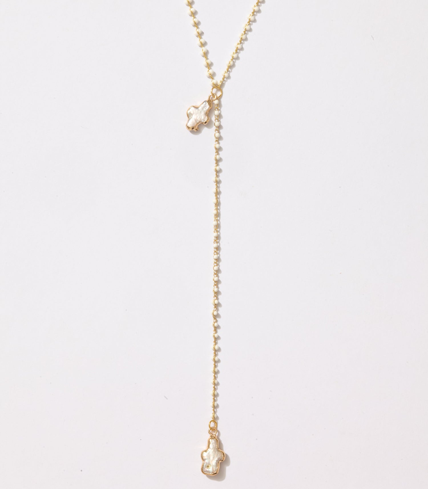 Delphi Cross Pearl Lariat