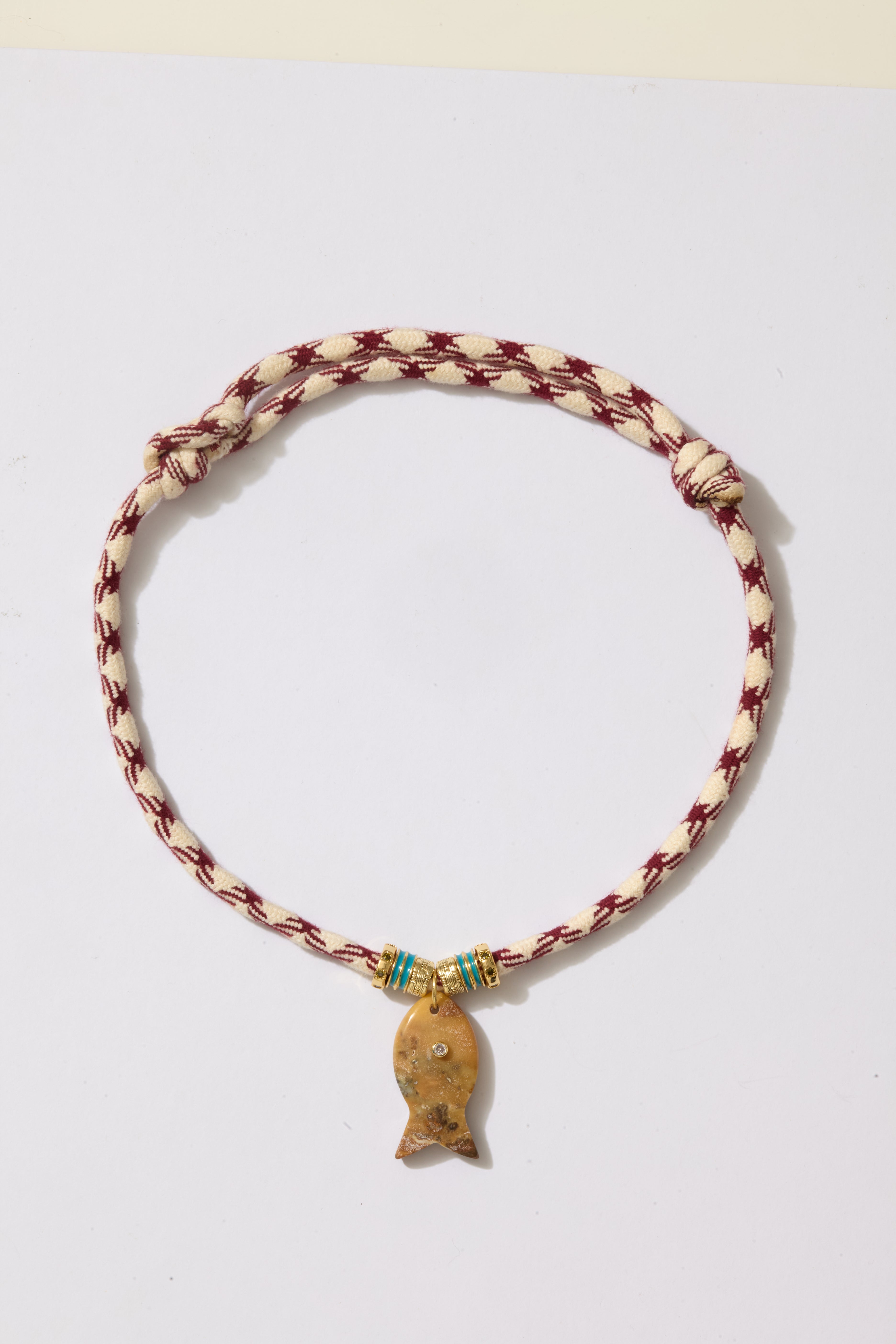 Psarou Gemstone Fish Cord Necklace