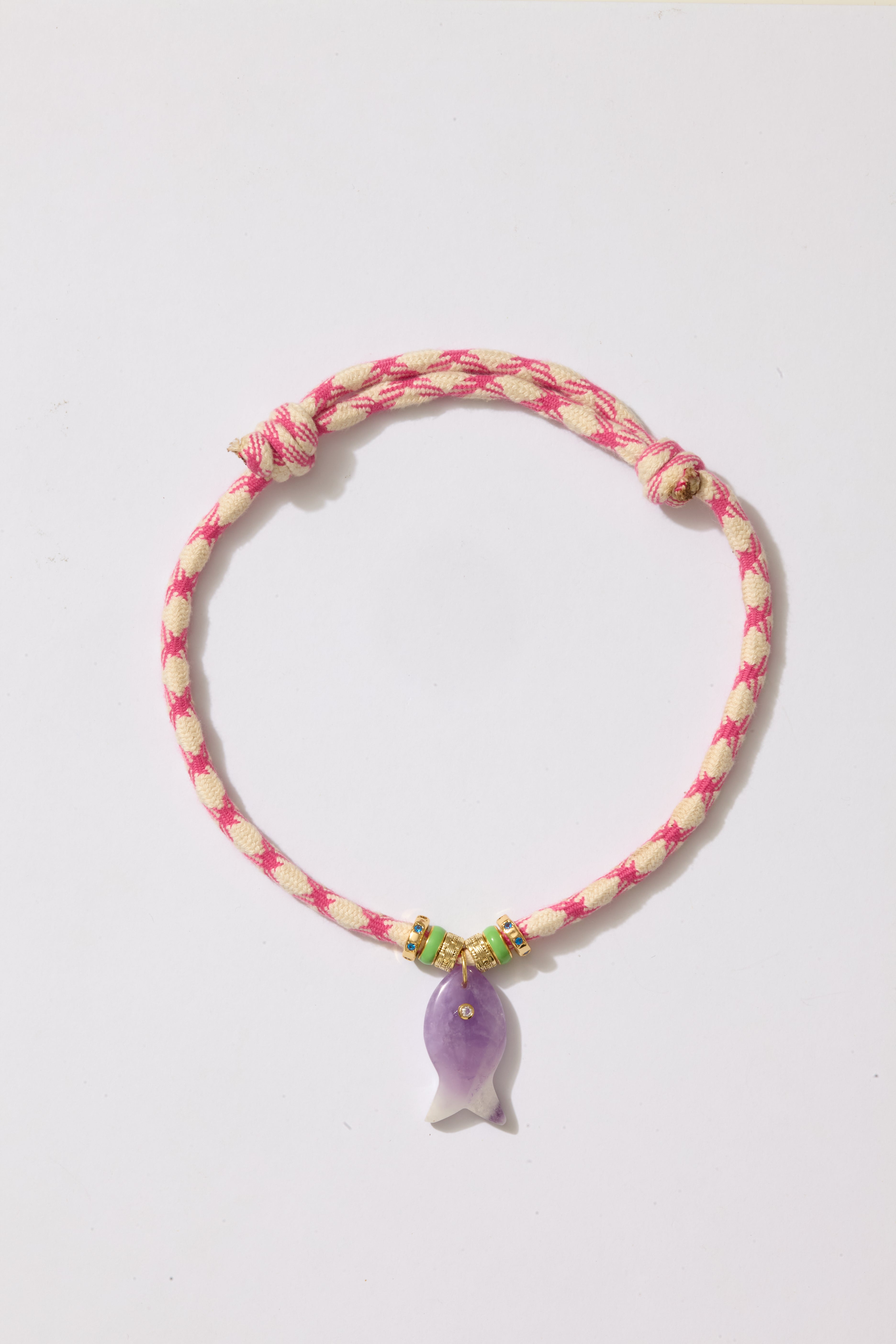 Psarou Gemstone Fish Cord Necklace