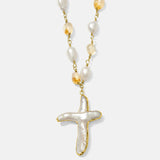 Santorini Sunset Pearl and Citrine Cross Strand
