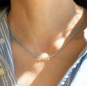 Turquoise Enamel Ball Strand Necklace