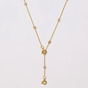 Stella Bezel Strand Drop Chain Charm Necklace