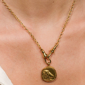 Double Lock Rolo Charm Chain Necklace