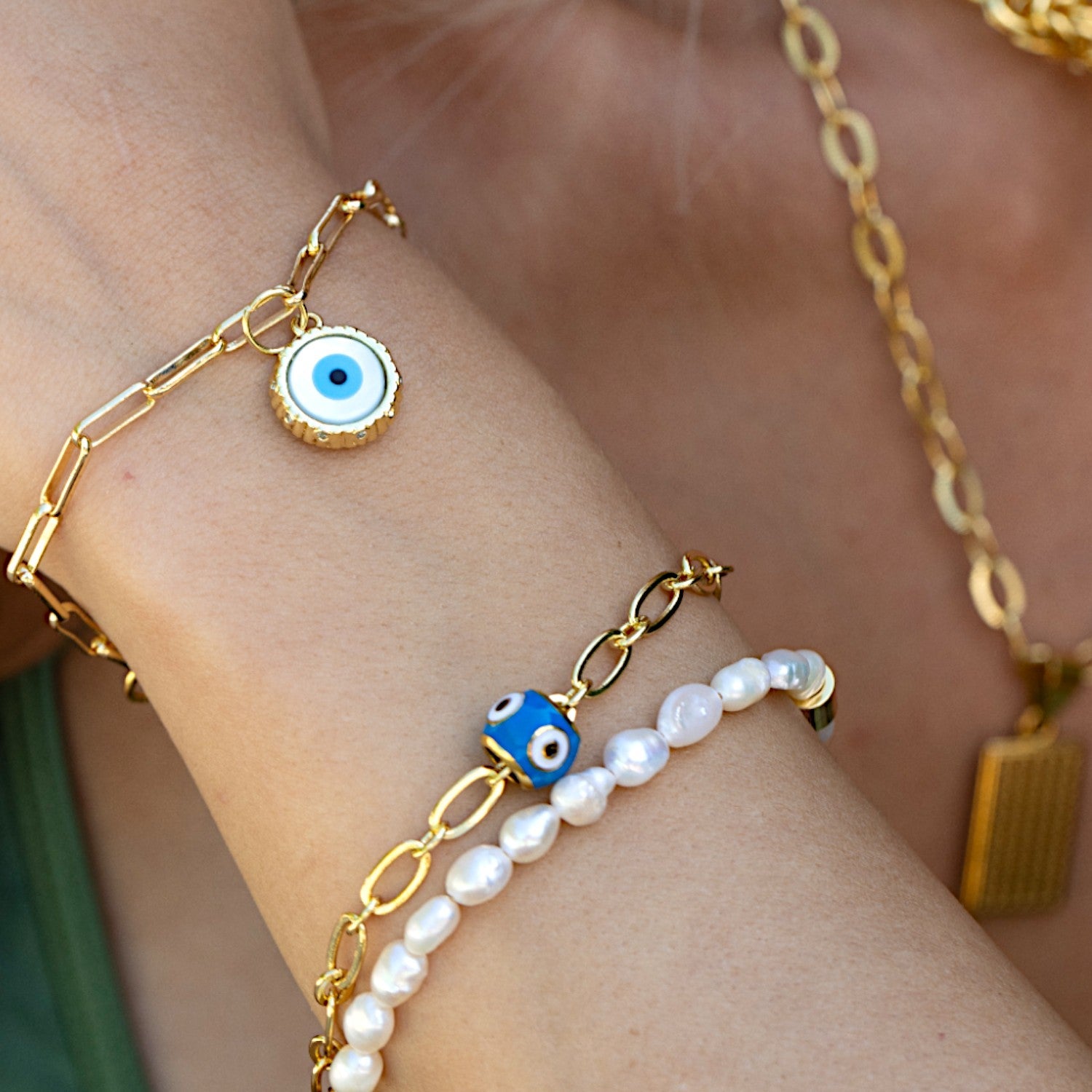 Evil Eye Bead Chain Bracelet